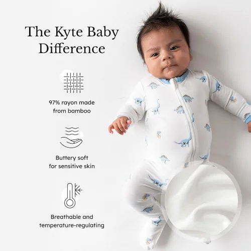Vista 87 de KYTE BABY Pies unisex con cierre de cremallera, rayón hecho de bambú, 0-24 meses
