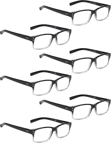 Vista 14 de LUR Gafas de lectura paquete de 5 lectores de plástico cómodos con bisagra de resorte (3 negro + 2 tortugas)