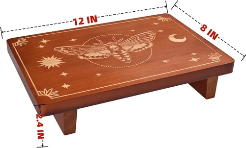 Vista 5 de Altar Table,Meditation Table Altar, Witch Small Altar Table, Buddhist Shrine, Wiccan Alter Table for Practicing Tarot Card,Decorative Riser Wood Tray