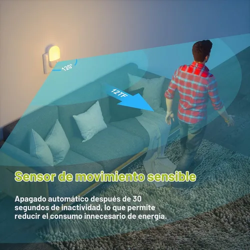Vista 3 de MAZ-TEK Luz nocturna regulable con sensor de movimiento enchufable, luz nocturna LED blanca cálida suave con sensor de movimiento del atardecer al