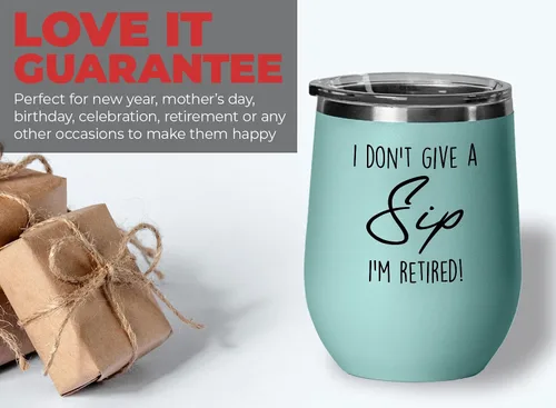Vista 6 de Vaso de vino Coworker Teal Edition de 12 onzas – I Don't Give A Sip I'm Retired! – Renunciar a trabajo mudanza lugar de trabajo jubilación compañero