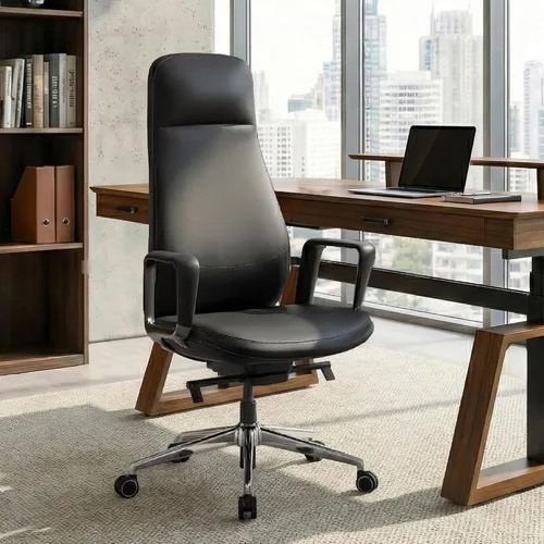 Vista 10 de EUREKA ERGONOMIC Royal Slim Silla Ejecutiva de Respaldo Alto de Cuero Negro para Oficina, Silla de Escritorio para el Hogar para Adultos, Grande