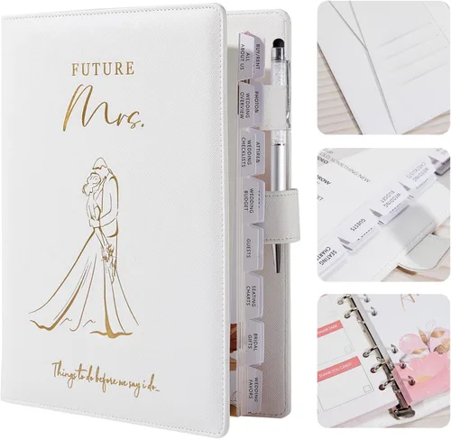 Vista 10 de AW BRIDAL Future Mrs Libro Planificador de Bodas y Organizador Juego de Regalo, Planificadores de Boda de Destino Personalizados, Regalo de Oro rosa
