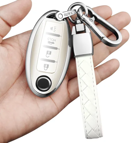 Vista 13 de Compatible con Nissan Funda para Llavero con Llavero de Cuero, Funda de Carcasa de Llave de TPU Suave Compatible con Llave Remota Inteligente