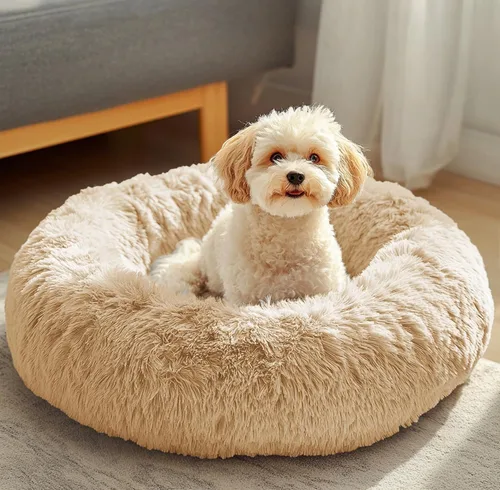Vista 47 de JOLLYVOGUE - Cama para perros y gatos, cama relajante y antiestrés para mascotas y perros pequeños, cojín esponjoso en forma de dona para mascotas