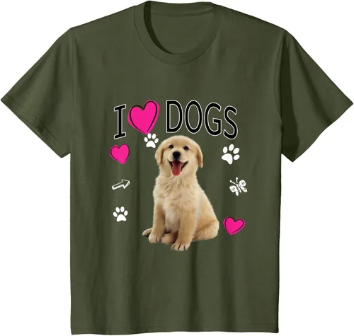 Vista 9 de Camiseta I Love Dogs - Camiseta Golden Labrador retriever, Azul Negro