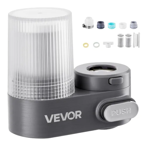 Vista 9 de VEVOR Filtro de agua de montaje en grifo, purificador de agua vertical para grifo de fregadero, filtro de fibra de carbono certificado NSF, elimina