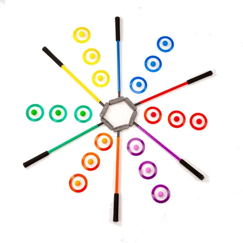 Vista 2 de Cosom by Cramer - Juego de mini golf de color para niños con 6 putters, juego de mini putt con 18 pelotas de golf y 12 objetivos, juego de golf