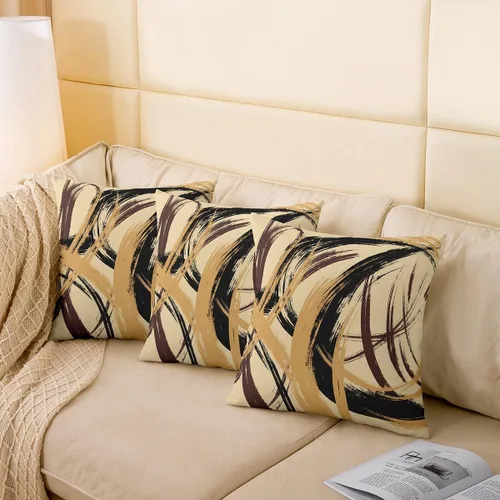 Vista 198 de Juego de 2 fundas de almohada abstractas de 16 x 16 pulgadas para niños, niñas, adolescentes, decoración de dormitorio, moderna a rayas, decoración