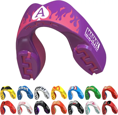 Vista 9 de Marvel Protector bucal deportivo, protector bucal de doble capa para adultos y jóvenes con estuche (bestia, junior (hasta 11 años)) Youth <11
