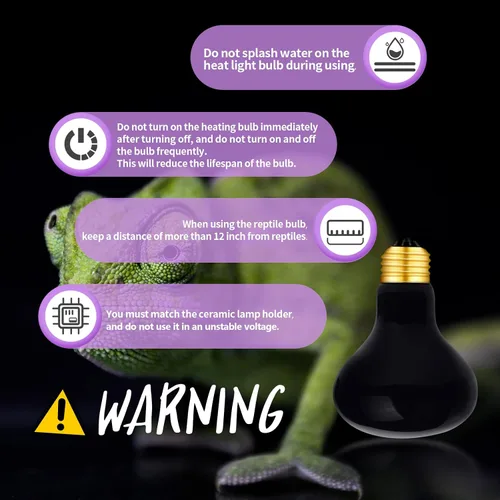 Vista 4 de Lámpara de calor nocturno de 100 W, bombilla de calentamiento de reptiles, luz de luna infrarroja, lámpara UVA para reptiles y anfibios, dragón