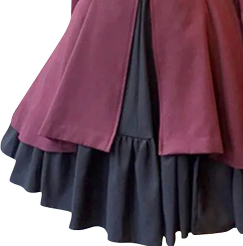 Vista 3 de Feancey Vestidos góticos retro para mujer, lindo vestido de lolita dulce con lazo y volantes, vestido de Halloween, vestidos de fiesta punk