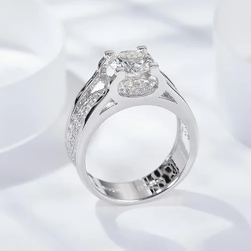 Vista 2 de Wedding Rings for Men,Moissanite Eternity Engagement Band Brilliant D Color VVS1 Clarity Lab Created Diamond Ring with Solid S925 Sterling Silver