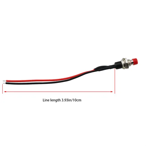 Vista 2 de 6PCS Momentary Mini Interruptor de Botón Botón Auto Restablecimiento Pulgadas Botón de Interruptor Sin Bloqueo, Rojo (con Cable 3.9 in)