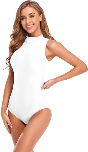 Vista 2 de speerise Body de baile de elastano con cuello alto falso para mujer