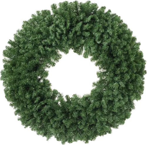 Vista 22 de Casafield Corona de Navidad artificial de abeto de 24 pulgadas, decoración navideña, 200 puntas de PVC para puerta delantera, ventana o mantel