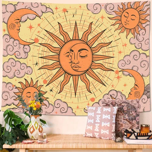 Vista 13 de Kanuyee Tapiz Floral de Luna Tapiz de Flores para Dormitorio Tapices Bohemios para Colgar en la Pared Estético para Dormitorio y Sala de Estar Luna