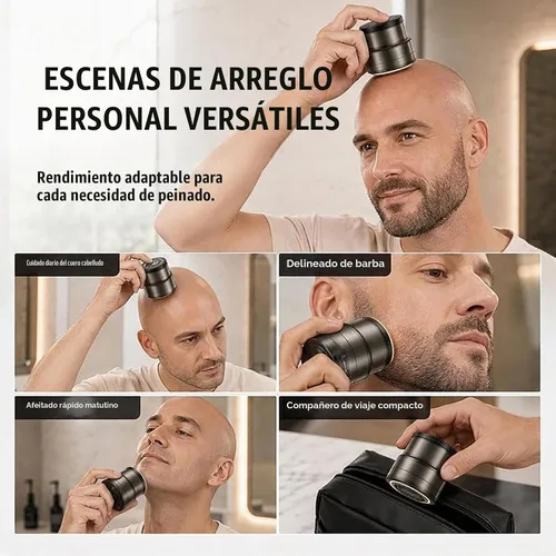 Vista 2 de Afeitadora eléctrica inteligente de cabeza calva 2 en 1, sistema de Negro