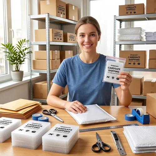 Vista 7 de Paquete de 200 suministros de envío de tarjetas coleccionables de 3.5 x 4.5 pulgadas, protectores de envío de tarjetas con fundas suaves y cinta