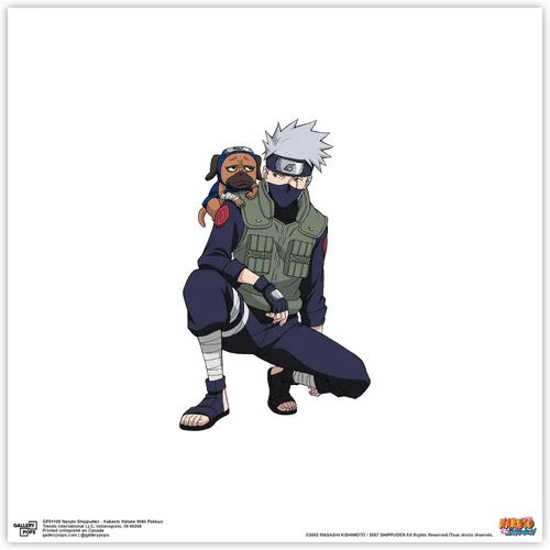 Vista 10 de Gallery Pops Naruto Shippuden - Arte de pared Kakashi Hatake con Pakkun, versión enmarcada negra, 12 x 12 pulgadas