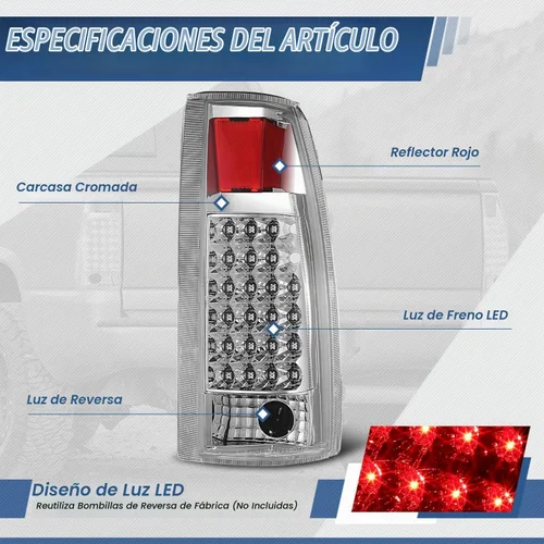 Vista 2 de Juego de luces traseras LED para Chevy GMC series C/K, Transparente (Chrome Clear)