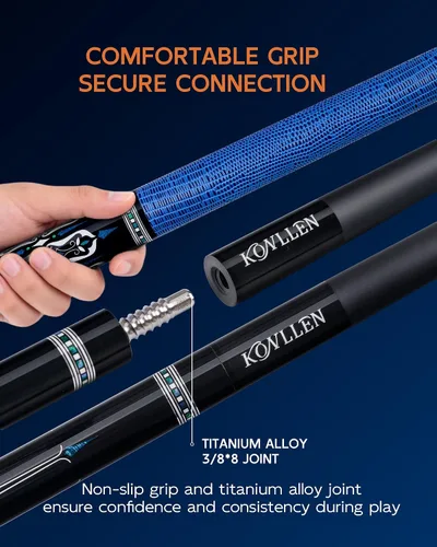 Vista 8 de KONLLEN Carbon Fiber Pool Cue 2.0 – 58" Low Deflection Performance Cue for Improved Accuracy & Consistency, 12.5mm Tip, Pro Taper
