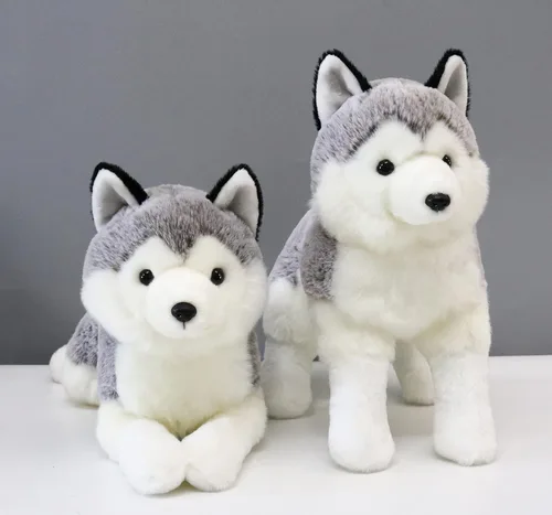 Vista 2 de Ice King Bear 2 piezas de peluche de Huskies siberianos de pie y acostado