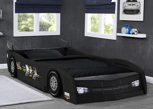 Vista 7 de Delta Children Grand Prix Race Car - Cama para niños pequeños y individuales, color negro