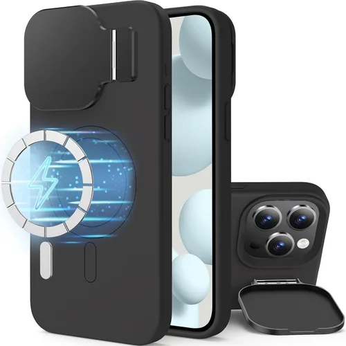 Vista 23 de Silverback Funda para iPhone 14 Pro Max con funda para cámara, compatible con MagSafe, con soporte integrado, funda magnética translúcida mate a