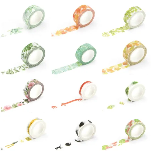 Vista 3 de VIVIQUEN Juego de cinta washi floral para suculentas, cinta decorativa de animales lindos para diario, álbumes de recortes, manualidades, envoltura