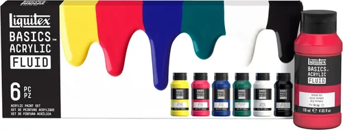 Vista 4 de Liquitex BASICS - Pintura acrílica fluida, 6 botellas de 4.0 fl oz (4 onzas)