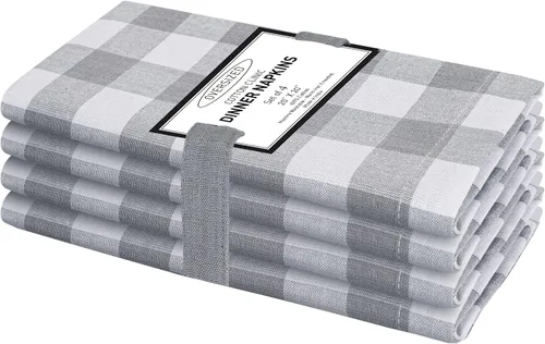 Vista 13 de Cotton Clinic Servilletas de tela 100% algodón, grandes, 20 x 20 pulgadas, juego de 4 servilletas de mesa a cuadros a cuadros – Servilletas de mesa