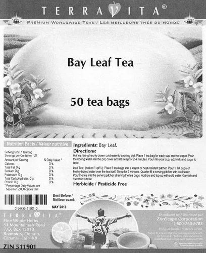 Vista 2 de Té de hoja de laurel (50 bolsitas de té, ZIN: 511901)