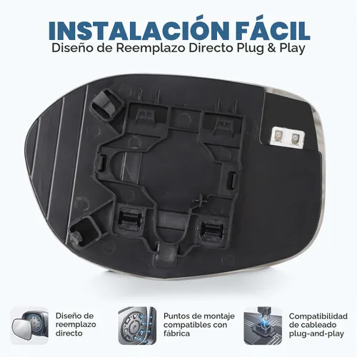 Vista 2 de Espejo calefactable del lado derecho del pasajero para Honda Odyssey 2014 2015 2016 2017 Reemplazo para 76203-TK8-A51 76203-TK8-A41