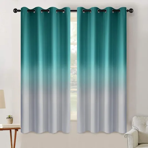 Vista 26 de SimpleHome Cortinas degradadas degradadas para oscurecer la habitación de 36 pulgadas de largo para dormitorio, con ojales y bloqueo de luz Negro
