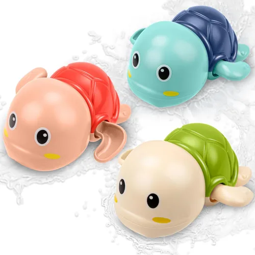 Vista 2 de Juguetes de baño para niños de 1 a 3 años de edad, regalos para niños, juguetes de tortuga nadadora para el baño, juguetes flotantes y de cuerda
