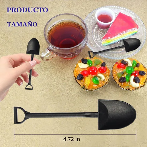 Vista 5 de OaaXbbECco Cucharas de postre plásticas desechables lindas de la novedad de la forma de la pala (50)