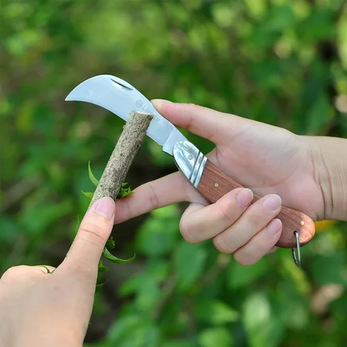 Vista 7 de Linsen - Cuchillo de poda e injerto para exteriores, herramienta de brotación de jardín de acero inoxidable, cuchillo de corte múltiple de bolsillo