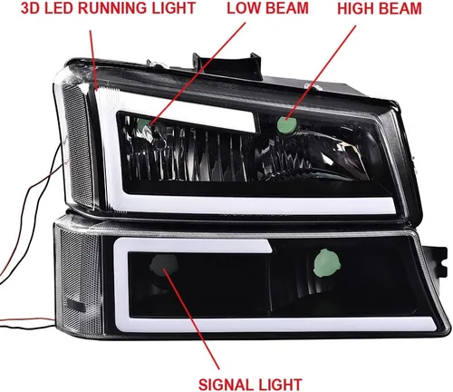 Vista 7 de PIT66 Conjunto de faros LED, compatible con Chevy Silverado 1500 2500 3500 HD modelo 2003-2006 / Avalanche 03-06 1500 2500 (solo apto sin (C LED)