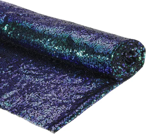 Vista 14 de PATIKIL Tela de lentejuelas negra, 4 yardas de longitud 4.9 pies de ancho, tela de malla con lentejuelas con purpurina completa para coser