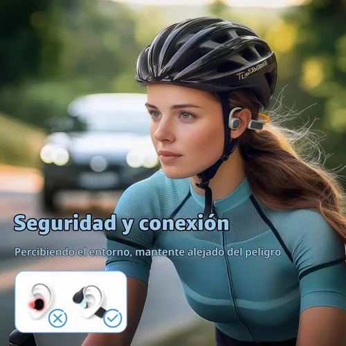 Vista 2 de vinamass Auriculares de Oreja Abierta, Auriculares de Conducción de Aire Bluetooth 5.4, Auriculares Inalámbricos con Cordón de Baliza LED, 10H