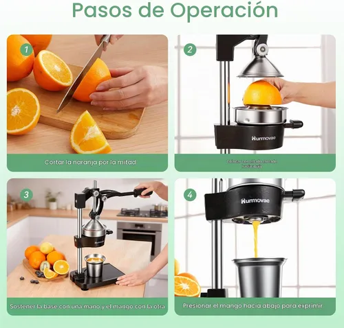Vista 7 de Exprimidor de hierro fundido, 17 pulgadas de alto y base plana resistente, exprimidor manual de alta resistencia para naranja, limón, lima, granada