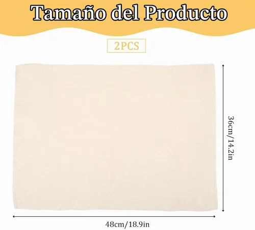 Vista 2 de 2 piezas de paño para preparar pan de 14x18 pulgadas de lino, paño para preparar pan reutilizable, paño grueso para hornear pan para masa