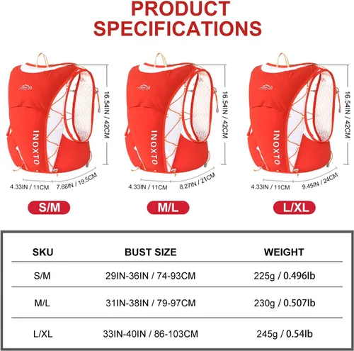 Vista 16 de INOXTO - Chaleco de hidratación, mochila ligera para correr en el agua, con bolsa de vejiga de agua de 1.5 litros, mochila para senderismo