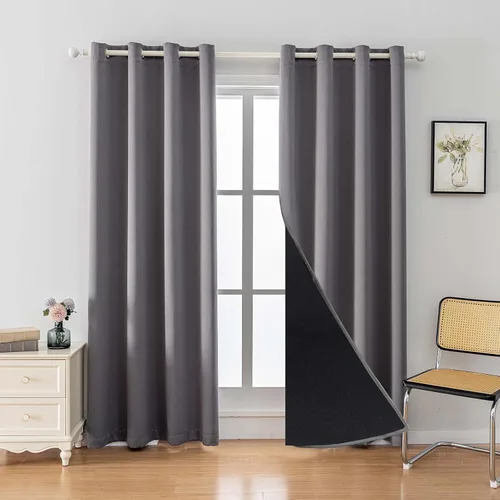 Vista 28 de Anytime Juego de 2 paneles de cortinas 100% opacas, con aislamiento térmico para dormitorio, paneles de sombreado completo