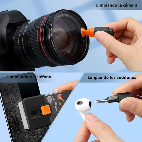Vista 4 de Ordilend Kit de limpieza de teclado, limpiador de laptop, kit de limpieza de cámara de computadora todo en uno, herramienta de cepillo, limpiador