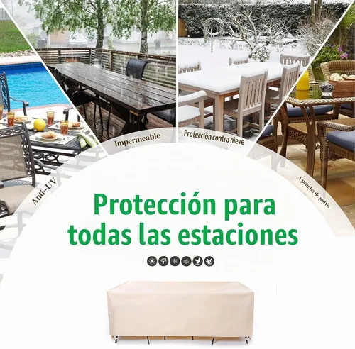 Vista 8 de F&J Outdoors Fundas para muebles de patio, impermeables, resistentes a los rayos UV, para juego de mesa y sillas, beige, 62"x42