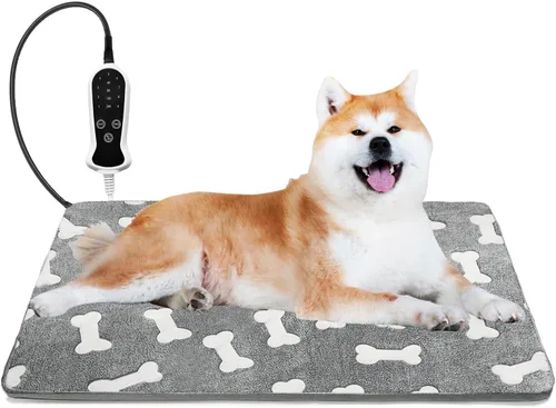 Vista 27 de Almohadilla térmica para mascotas para perro, 9 ajustes de tiempo y tubo protector de metal, añade calentamiento de cuerda de alambre, viene