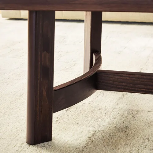Vista 6 de Walker Edison Colt - Mesa auxiliar rectangular moderna de estilo casa de campo de madera maciza, 48 pulgadas, café