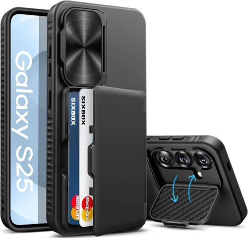 Vista 13 de Funda Cartera para Samsung Galaxy S25+ Plus, con Soporte Integrado y Portarjetas y Cubierta de Cámara, Funda Cartera Multifuncional con Atril